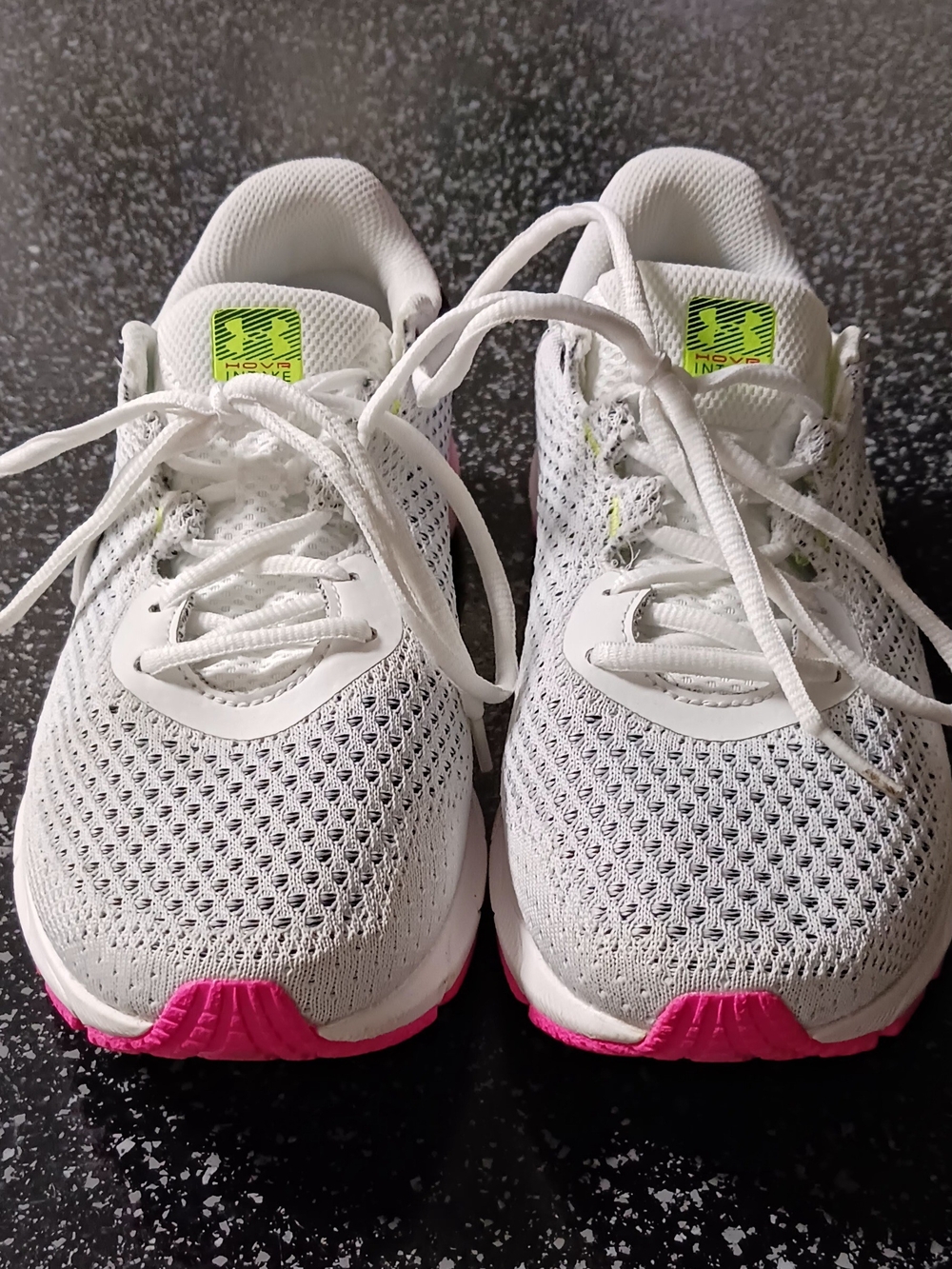 UA HOVR Intake 6 White w/Pink and Neon Green Accents, Size 8.5, NWT